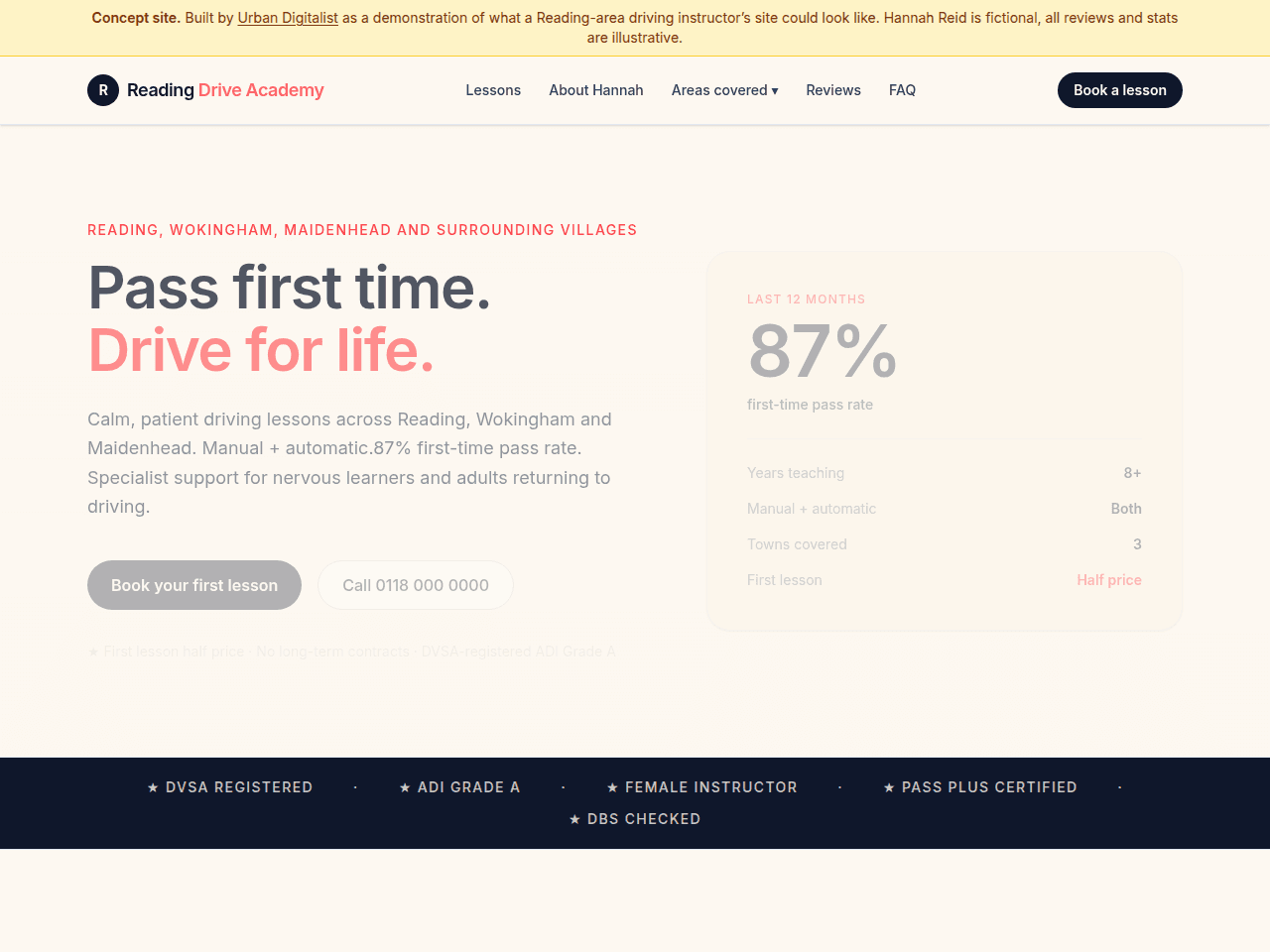 Reading Drive Academy website